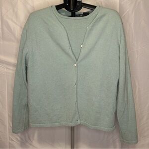 *2 Piece* Kirkland Signature Soft Mint Cashmere Sweater Shirt and Cardigan Set